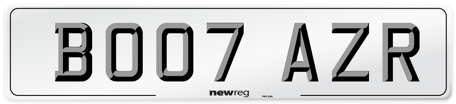 BO07 AZR Number Plate from New Reg